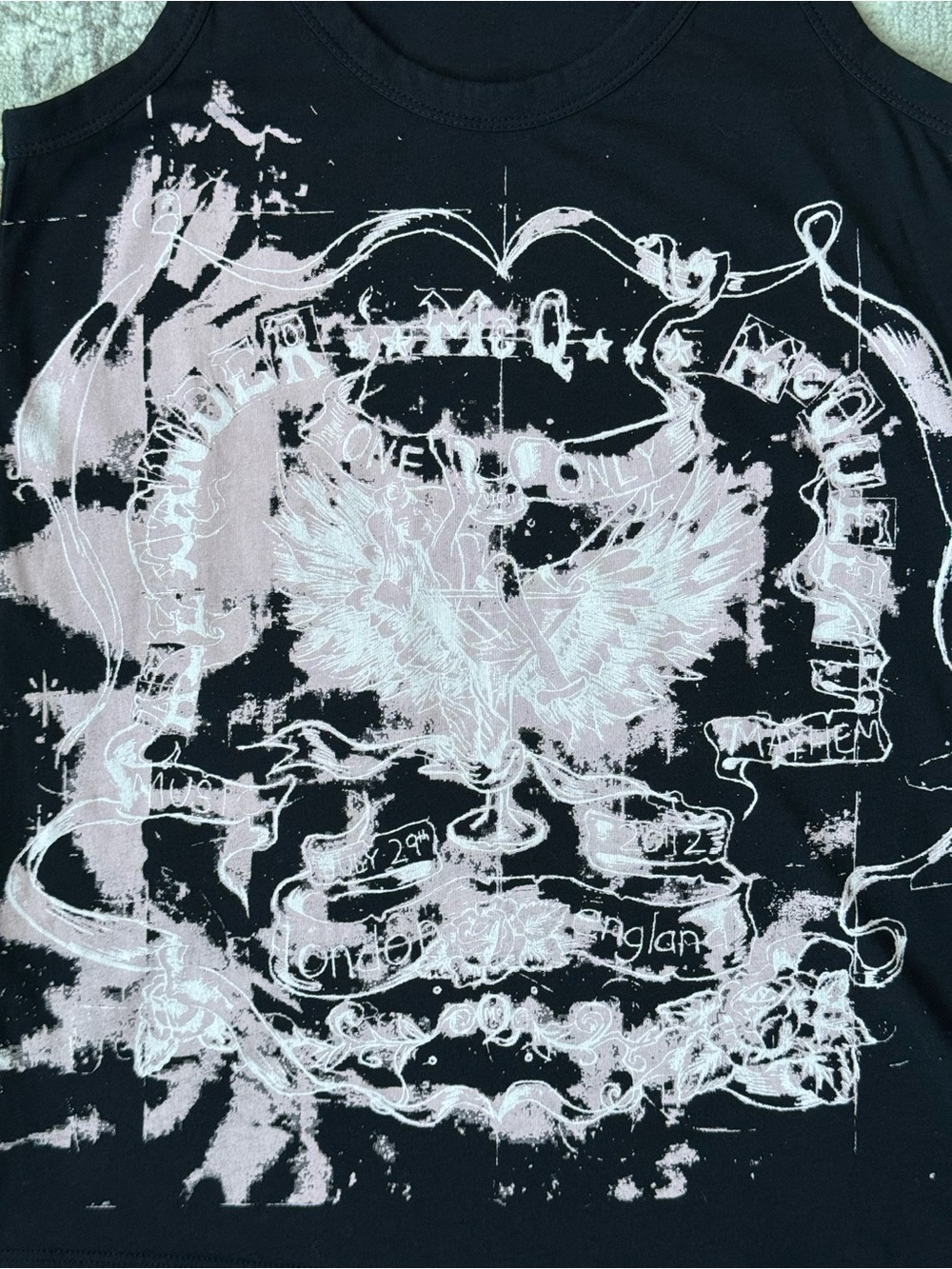 McQ by Alexander McQueen Black 100% Cotton Tank Top with Pink Graphic - Sz 40IT - Picture 4 of 7